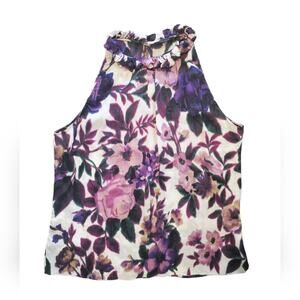 EUC Women's Ellie Tahari Early 2000s Purple Flower Silk Halter Top Sz S supposed